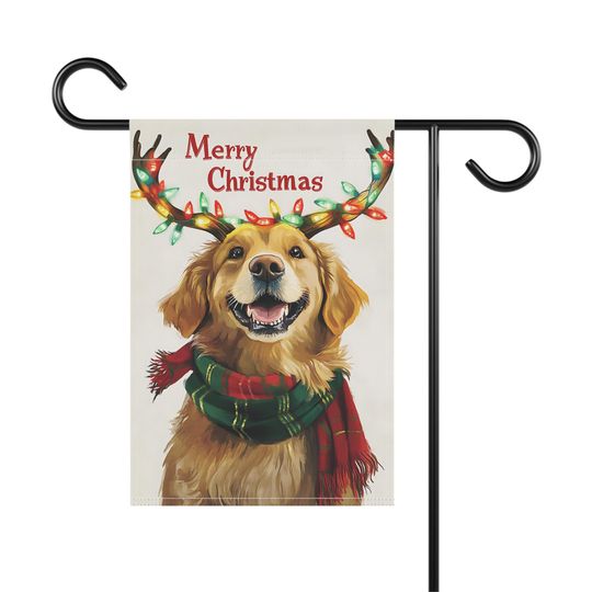 Golden Retriever Christmas Garden Flag, Holiday Dog Decor