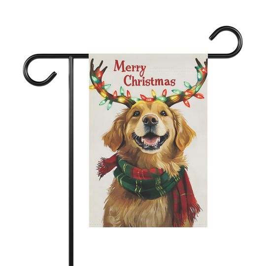 Golden Retriever Christmas Garden Flag, Holiday Dog Decor