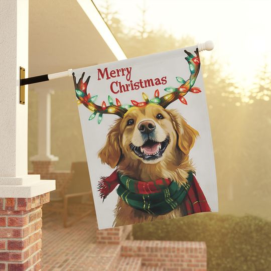 Golden Retriever Christmas Garden Flag, Holiday Dog Decor