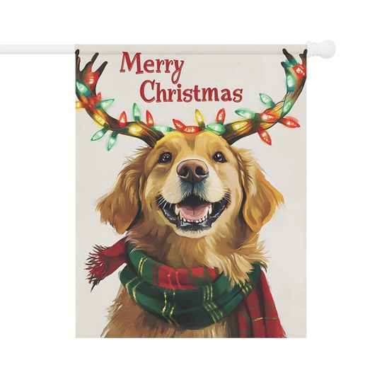 Golden Retriever Christmas Garden Flag, Holiday Dog Decor