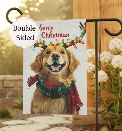 Golden Retriever Christmas Garden Flag, Holiday Dog Decor