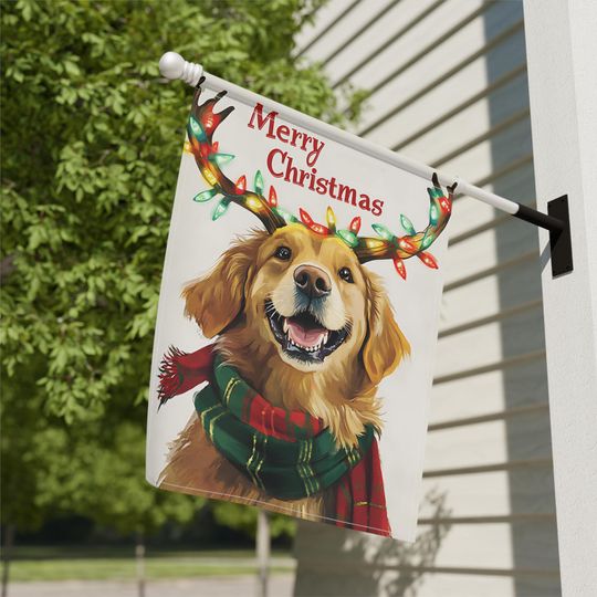 Golden Retriever Christmas Garden Flag, Holiday Dog Decor