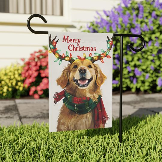 Golden Retriever Christmas Garden Flag, Holiday Dog Decor