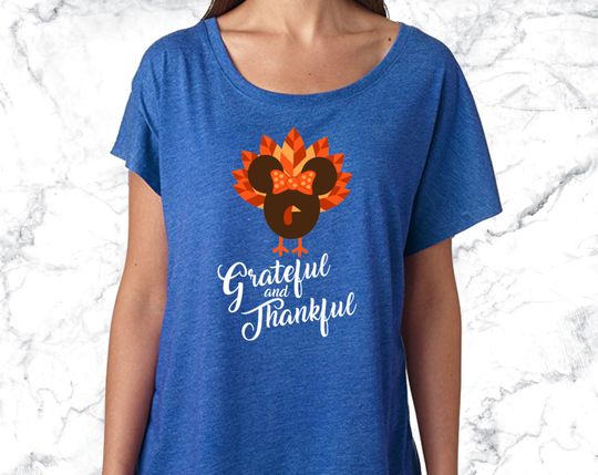 Grateful and Thankful Slouchy Dolman Shirt or Tank Top. High Quality Disney Custom Slouchy Shirt.Disneyworld Shirt.Thanksgiving Shirt