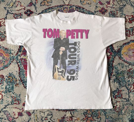 Vintage Tom Petty and The Heartbreakers 1995 Dogs with Wings Wildflowers Bootleg Concert Tour T Shirt