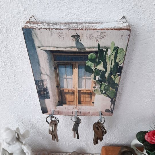 Rustic Wall Key Holder, Boho Entryway Key Organizer, Door Wall Hook, Wooden Key Hanger