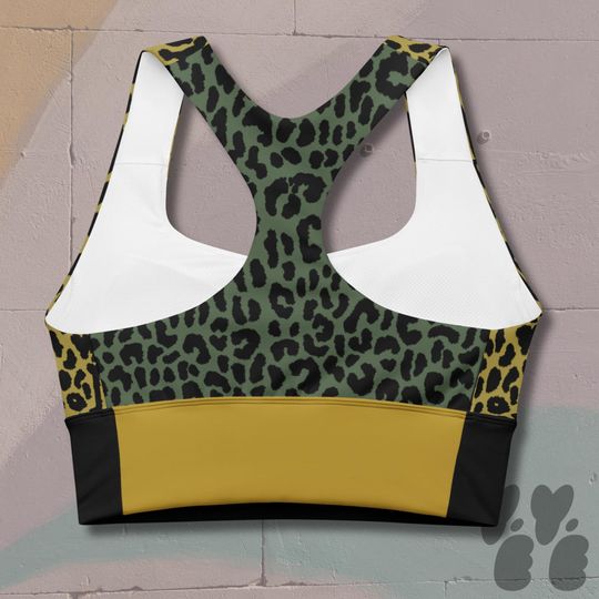LEOPARD - MUSTARD - Recycled Sports Bra, Matching set with leggings, High impact bra