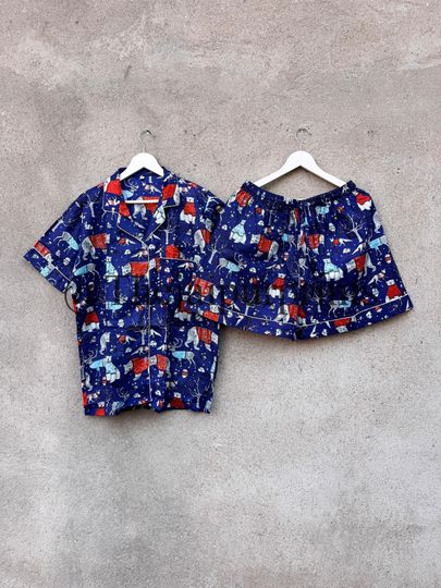 Christmas Pajama Shorts: Indian  Family PJs