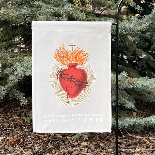 Sacred Heart Garden Flag, Catholic Garden Flag, Catholic Home