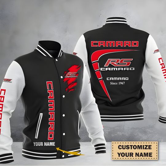 Custom Camaro RS Printed Baseball Jacket, Camaro Jacket, Gift For Lovers, Gift For Men And Women, Gift Birthday, Gift For Him, Gift For Kids