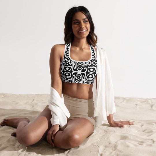 Binary Totem Sports Bra  Bold Print Activewear