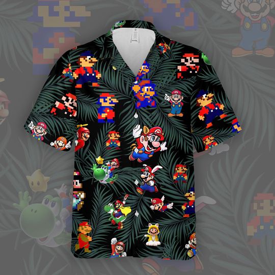 Super Mario Hawaiian Shirt, Super Mario Tropical Shirt