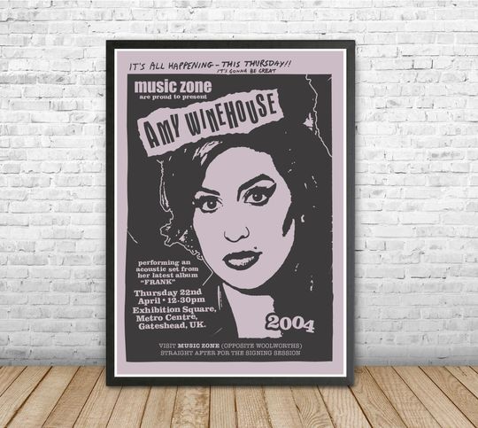 Music Poster - Amy Winehouse 2004, Music Zone, female singer, Music Concert Acoustic Poster