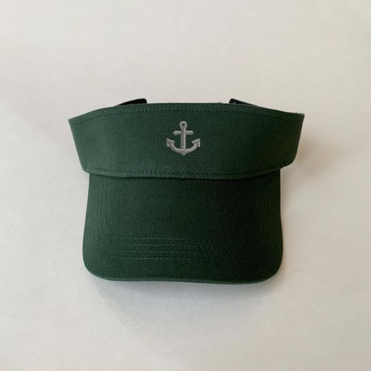 Silver Anchor Embroidered Cotton Visor