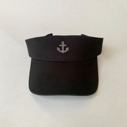 Silver Anchor Embroidered Cotton Visor