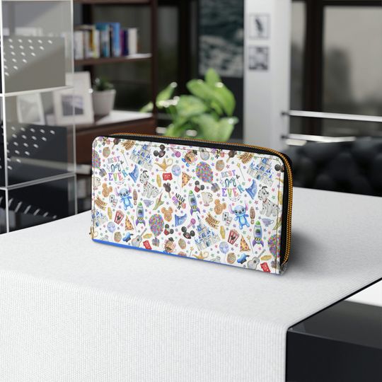 Disney Best Day Ever Vegan Leather Zipper Wallet, Disney Wallet