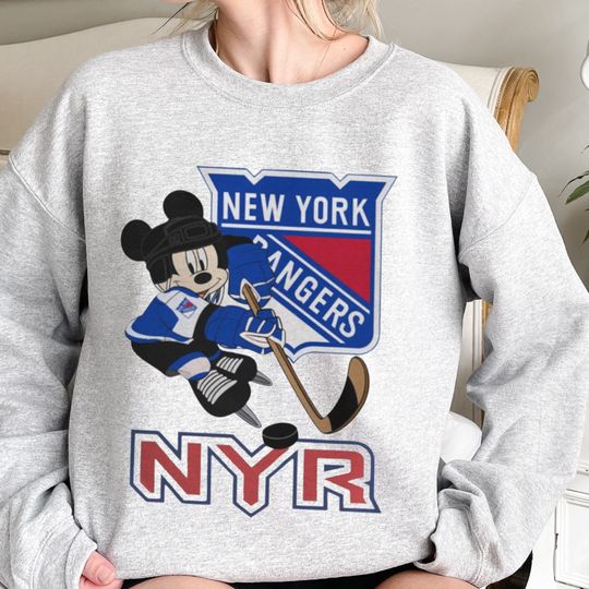 New York Rangers Mickey Crewneck Sweatshirt | Vintage Rangers Shirt, Disney Rangers Sweater, Mickey Hockey Shirt, Retro Rangers Pullover
