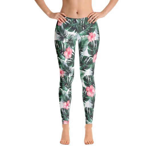 Tropical Leggings, High Waist Leggings
