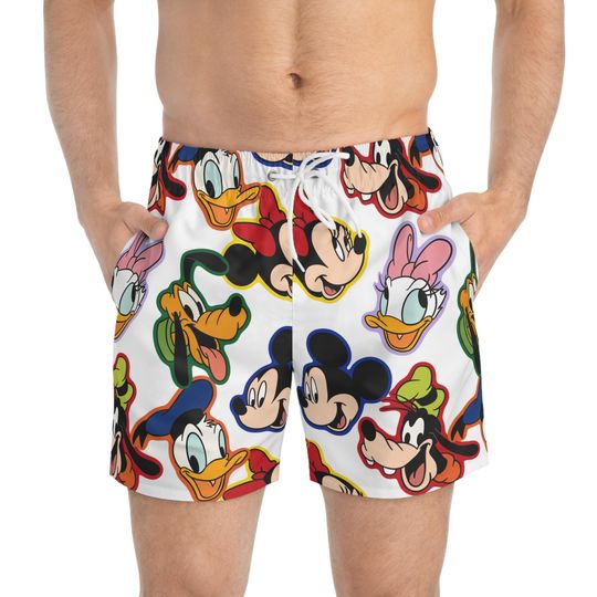 Mickey and Friends Swim Trunks, Mickey Mens Beach Shorts, Disney Vacation Swimwear