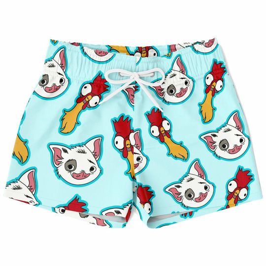 Moana Pua Hei Hei Swim Trunks, Pua Boys Beach Shorts, Disney Vacation Swimwear