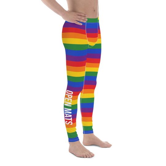 Mens Open Mats Open Minds Jiu-Jitsu Athletic Leggings - BJJ supporting LBGTQ
