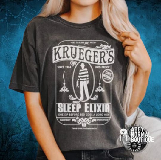Freddy Krueger's Sleep Elixir Horror Tee - Nightmare on Elm Street Potion Sign T-Shirt