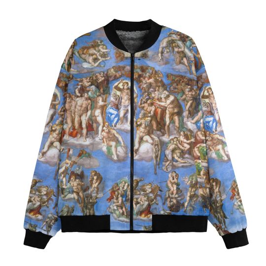 Michelangelo's Last Judgement Bomber Jacket: Renaissance Art, Fleece Lined
