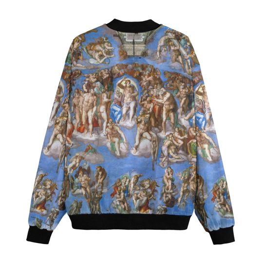 Michelangelo's Last Judgement Bomber Jacket: Renaissance Art, Fleece Lined