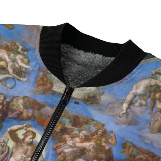 Michelangelo's Last Judgement Bomber Jacket: Renaissance Art, Fleece Lined