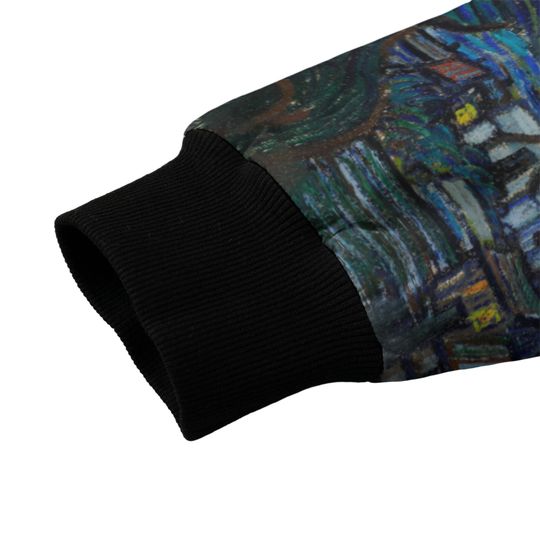 Starry Night Bomber Jacket: Van Gogh Fleece-Lined Recycled Polyester