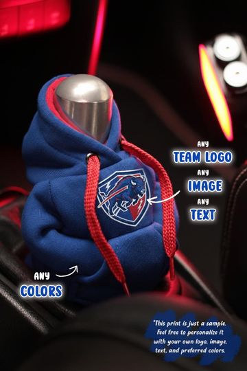 Blue Gear Shift Cover with Hoodie, Custom & Mini Shift Knob Protector