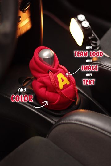 Red Gear Shift Cover with Custom Design, Shift Knob Hoodie, Mini Shift Knob Hoodie