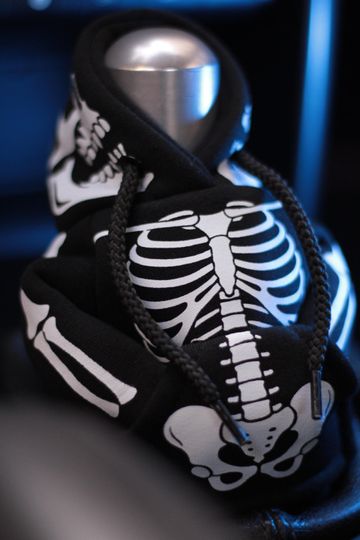 Skeleton Shift Knob Cover  Black Skull Mini Hoodie for Gear Stick | Halloween Car Accessory Gift