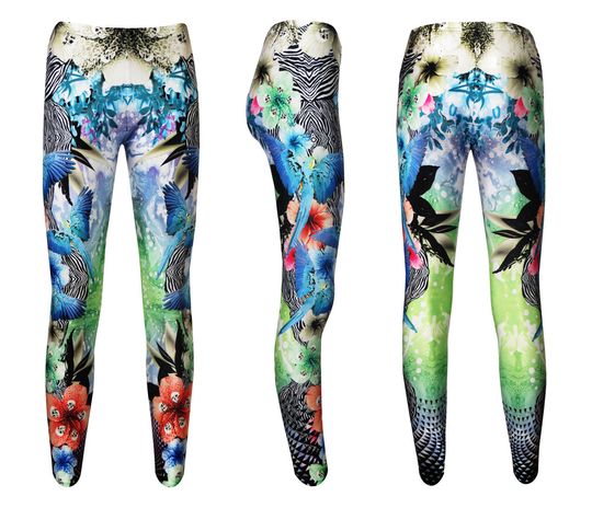 Tropical Exotic Gothic Skulls Animal Flowers  Leggings Pants