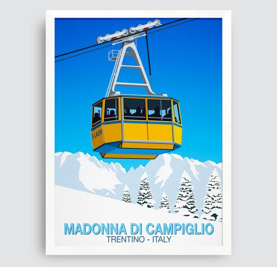 Madonna di Campiglio Ski Poster, Ski Resort Poster