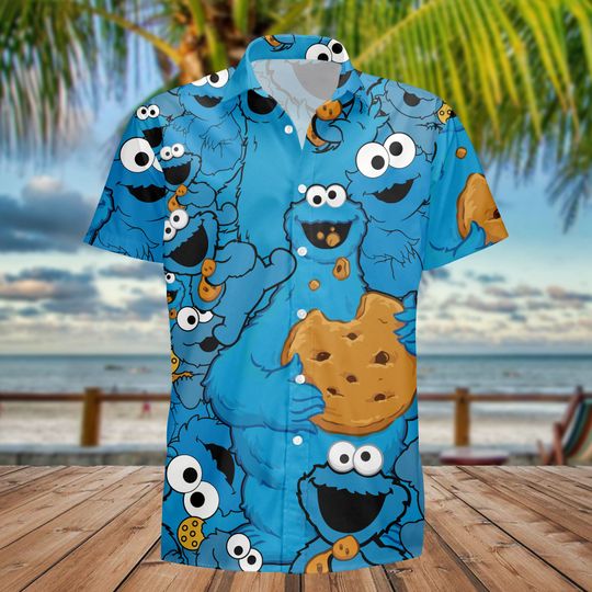 Cookie Monster Hawaiian Shirt, Cartoon T-Shirt