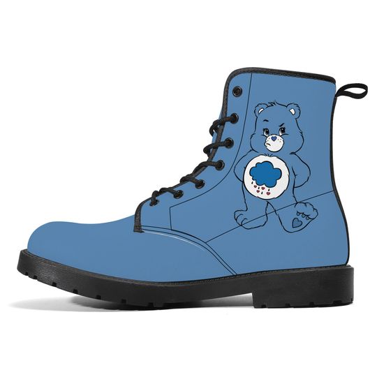 Grumpy Care Bear Inspired Canvas Boots | Grumpy Bear Boots,  Biker Combat Boots, Geek Gift, Care Bear Stare