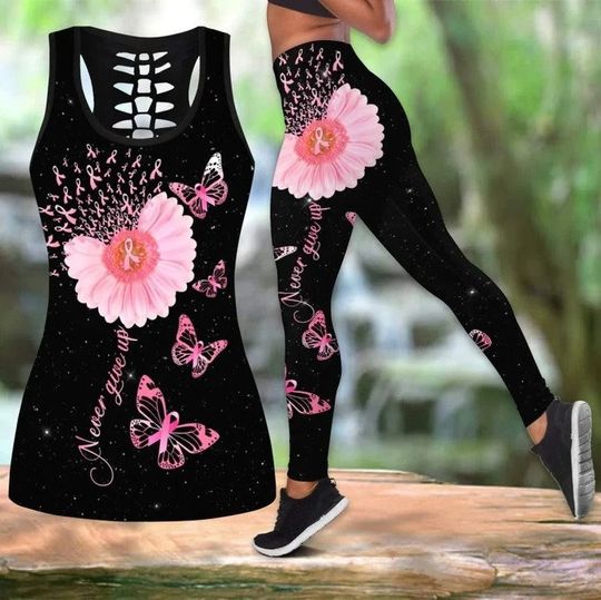 Breast Cancer Halloween Hollow tank top legging sets