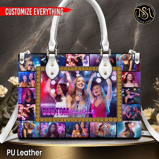 Marchstyle - Personalized Leather Handbag & Wallet with photo of a friend's birthday party, Custom Bootleg, Custom Your Photo Bag