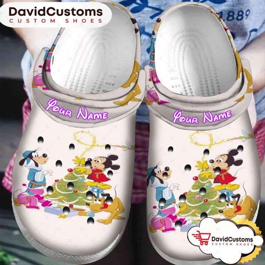 Disney Mickey Mouse Christmas Personalized Name Clogs Shoes