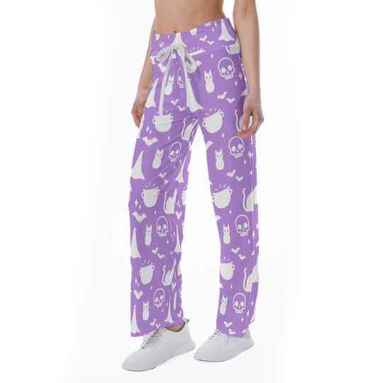 Skull Witch Halloween Goth Pattern Trousers Pants