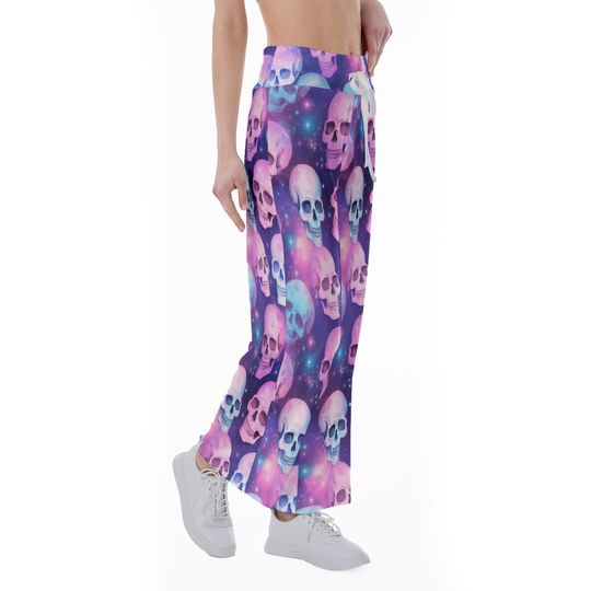 Pastel Goth Skull Pattern Trousers Pants