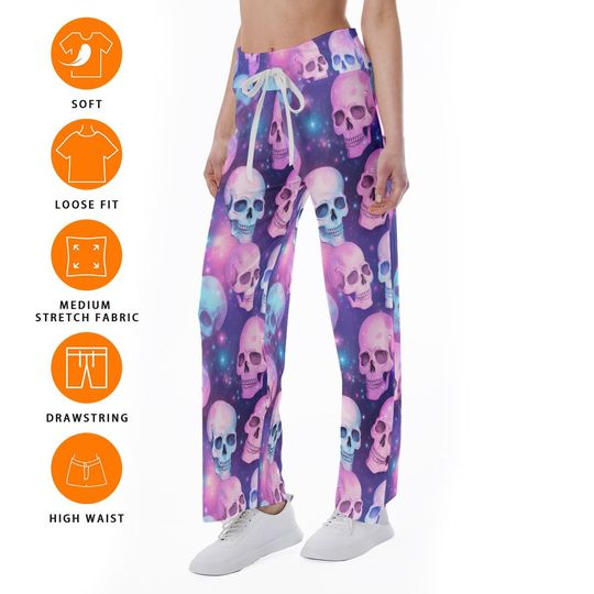 Pastel Goth Skull Pattern Trousers Pants