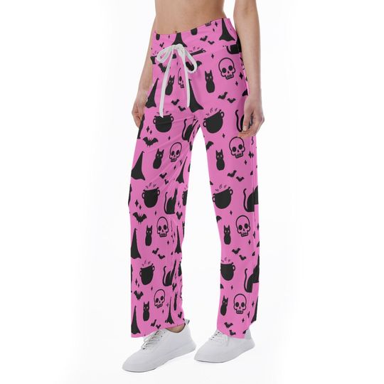 Skull Witch Halloween Goth Pattern Trousers Pants