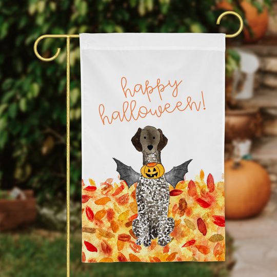 Spooky German Shorthaired Pointer Garden Flag | GSP Halloween Garden Flag