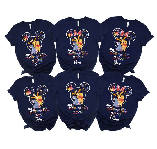 Custom Winnie The Pooh Family Disney Shirt, 2024 Disney Family Matching Tshirt