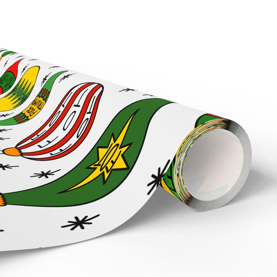 Slightly Subtle Retro Christmas Ornaments FDT Wrapping Paper | Holiday Gift Wrap Roll