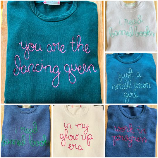 CUSTOM, 100% Cotton Sweater, Custom hand embroidered sweater, unisex