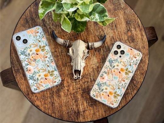 Orange Teal Fall Pumpkins Phone Case For iPhone Case With Cute Autumn Halloween