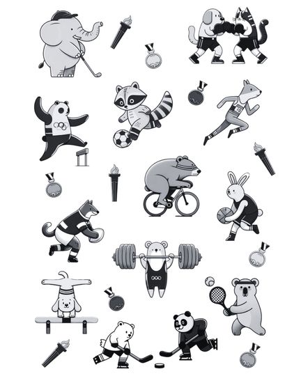 Cute Animals Olympic Print - Perfect for Paris Olympics and Animal Enthusiasts
